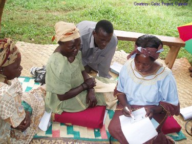 Ugandan women in group work